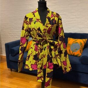 Mae Otti African Floral Print Wrap Blazer